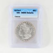 1879 O Morgan Silver Dollar ICG MS60 - Cleaned