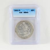 1921 D Morgan Silver Dollar ICG MS63