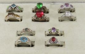 10 Sterling & Semi-Precious Stone Rings