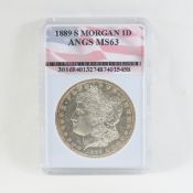 1889 S Morgan Silver Dollar ANGS MS63