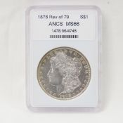 1878 Rev of 1879 Morgan Silver Dollar ANCS MS66