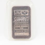Johnson Matthey 1 ozt .999 Silver Bar