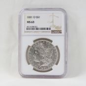 1881 O Morgan Silver Dollar NGC MS63