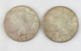 2 1935 S Peace Silver Dollars