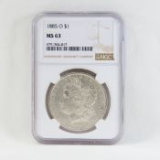 1885 O Morgan Silver Dollar NGC MS63