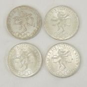 4 1968 Mexico Silver 25 Pesos Olympic Coins