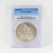 1901 O Morgan Silver Dollar PCGS MS63