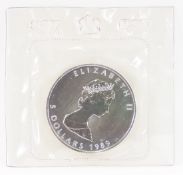 1989 $5 Canadian Silver Maple Leaf .9999 Silver