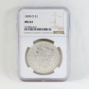 1890 O Morgan Silver Dollar NGC MS63