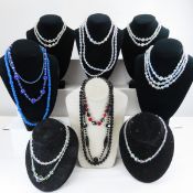 7 Aurora Borealis & 7 Other Glass Bead Necklaces