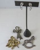 Jezlaine, Denmark & Marcasite Sterling Brooches
