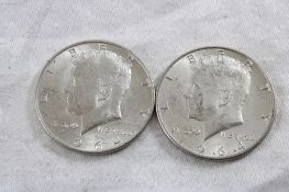 2 1964 JFK Silver Half Dollars