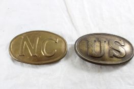 2 US Civil War Era Brass Belt Buckles