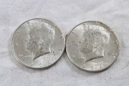 2 1964 JFK Silver Half Dollars