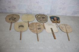 8 Antique Advertising Funeral Fans