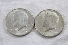 2 1964 JFK Silver Half Dollars