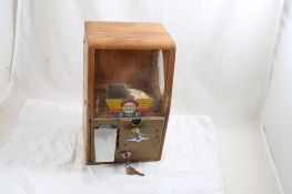 Wood Chicle Treets One Cent Vending Machine w/Key