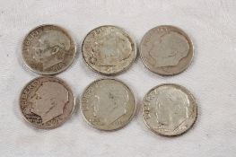 6 Roosevelt Silver Dimes