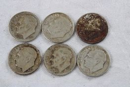6 Roosevelt Silver Dimes