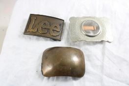 3 Belt Buckles Lee Jeans, Nickel Silver and