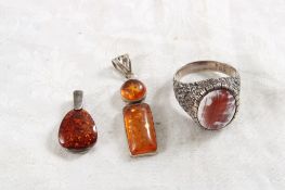 2 Baltic Amber Sterling Silver Pendants 23.1 GTW