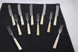 Civil War Era Bone Handle- 5 Knives & 6 Forks