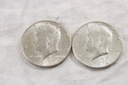 2 1964 JFK Silver Half Dollars