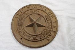 Cast Iron State of Texas Plaque