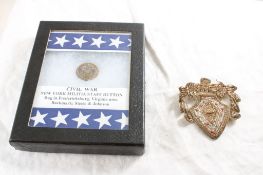 Post Civil War NY Button, 1900-1940 Bullion Patch