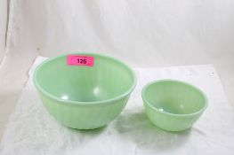 2 Fire King Jadeite Nesting Bowls 9