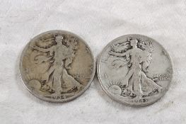 2 Walking Liberty Silver Half Dollars