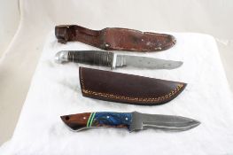 2 Fixed Blade Knifes in Leather Sheaths