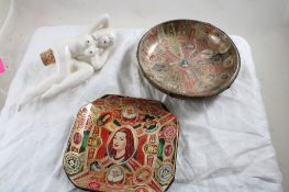 2 Cigar Band Ashtrays, Nude Lady Bottle Stopper