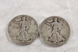 1937 and 1947 Walking Liberty Silver Half Dollars