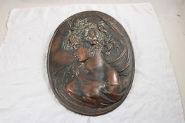 Victorian Art Nouveau Lady Bronze Wall Plaque