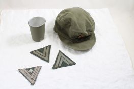 3 WW2 German Luftwaffe Patches, Field Cap, Cup