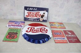 7 Metal Advertising Signs Pepsi & Motor Oil