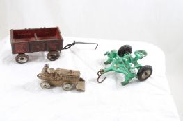Arcade Cast Iron Planter, Farm Wagon, Bulldozer