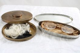 Gold Wire Rim Eyeglasses, Tin with Hair & Cloth