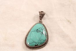 Sterling Silver Turquoise Signed Pendant