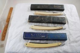 3 Straight Razors in Boxes