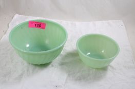 2 Fire King Jadeite Nesting Bowls 8
