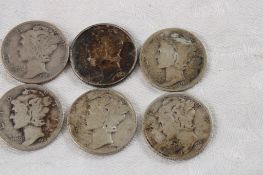 6 Mercury Silver Dimes