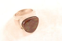 Fire Agate Sterling Silver Ring 15.6 Grams