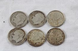 6 Roosevelt Silver Dimes