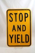 Embossed Vintage Stop and Yield Road Steel Sign