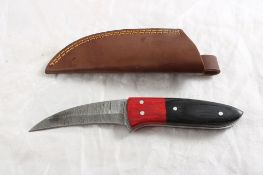 Custom Made Damascus Fixed Blade Knife w/Sheath