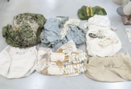 5 Vintage Military Cargo Parachutes, Cords & Bags