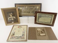 WWI US Photos & framed Death Certificate