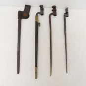 3 Vintage Socket Bayonets & 2 sheaths